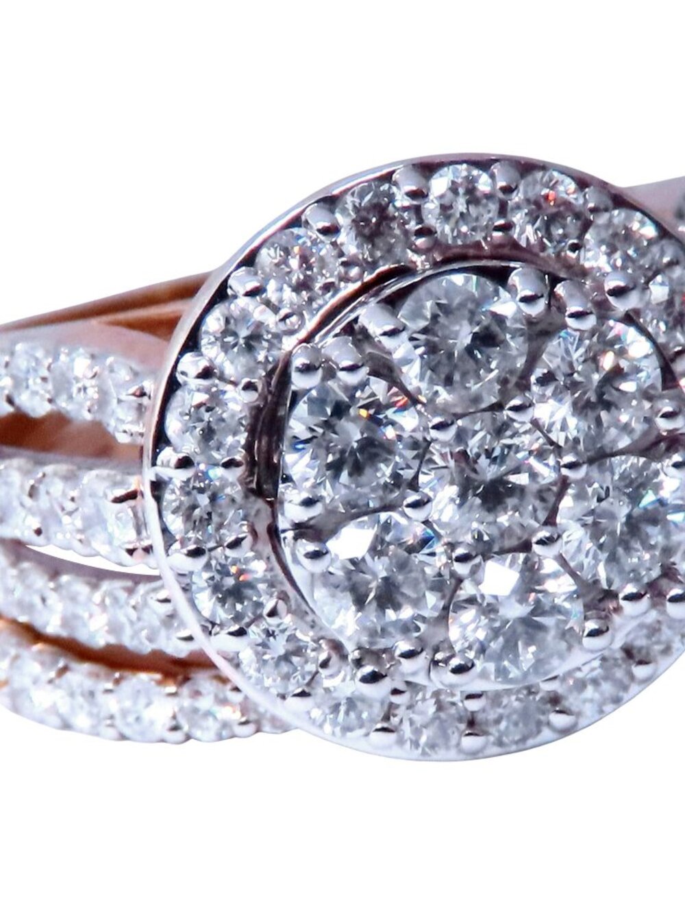 1.70ct Natural Round Diamonds Cluster Ring & Matching Band 14kt 12635*